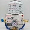 Brand new ???? Honey Well Genuine 8oz R1234YF Refrigerant (3 Freon Cans) & HD Brass Can Tap With Gauge ???? -ZeroR-shop 41oie05028S