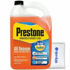 Flash Sale ???? Prestone AS658 Deluxe 2-in-1 Windshield Washer Fluid, All Season De-Icer And Bug Wash, Freeze Protection Up To -27°F, 1 Gallon Tissue Pack ????